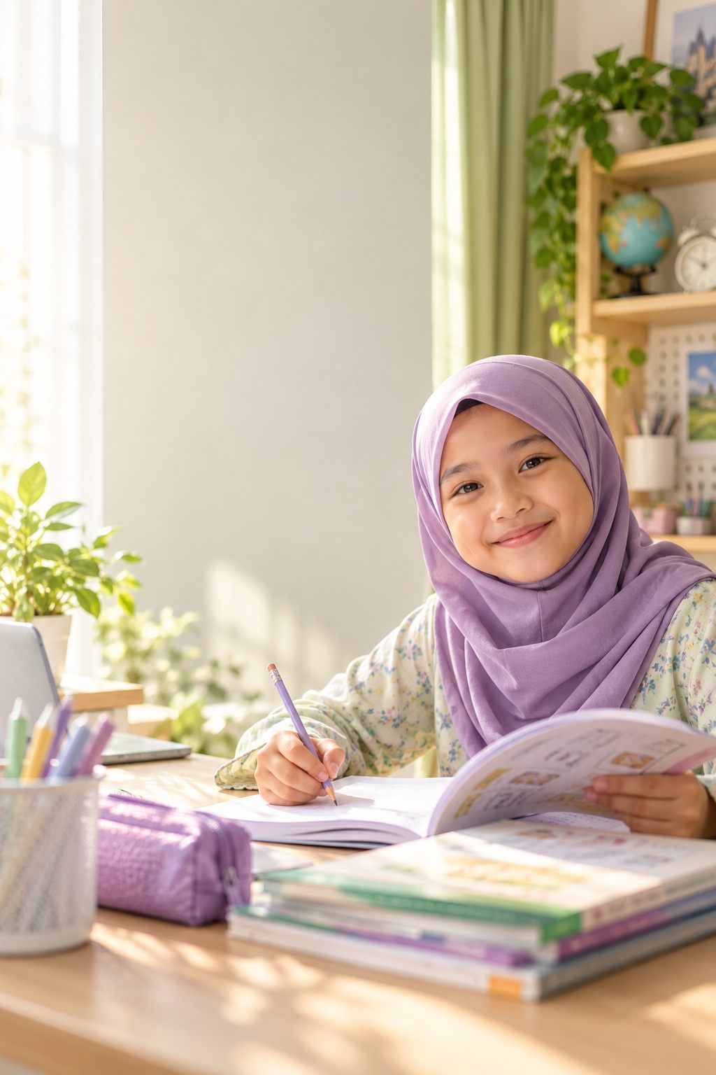 Pelajar sedang belajar dengan yakin
